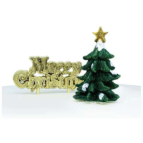 Christmas Tree and Motto Cake Decoration Kit - Click Image to Close